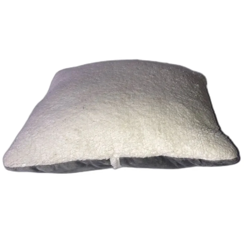 Gray and White Decorative Faux Teddy Bear Fur Accent Throw Pillow 16 x 16 inches